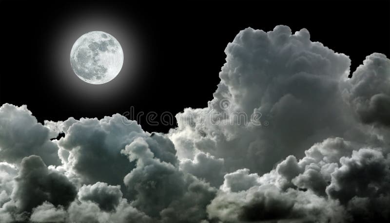 Moon in black clouds. Moon in black stormy clouds stock image