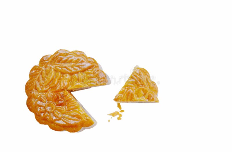 Moon cake Chinese tradition dessert stuffed mashed durian slice for piece on white background royalty free stock images Moon cake Chinese tradition dessert stuffed mashed durian slice for piece on white background royalty free stock images