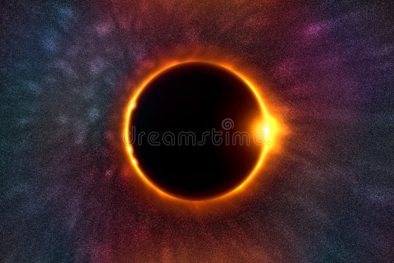 The Moon Covers the Sun in a Beautiful Solar Eclipse Stock Illustration