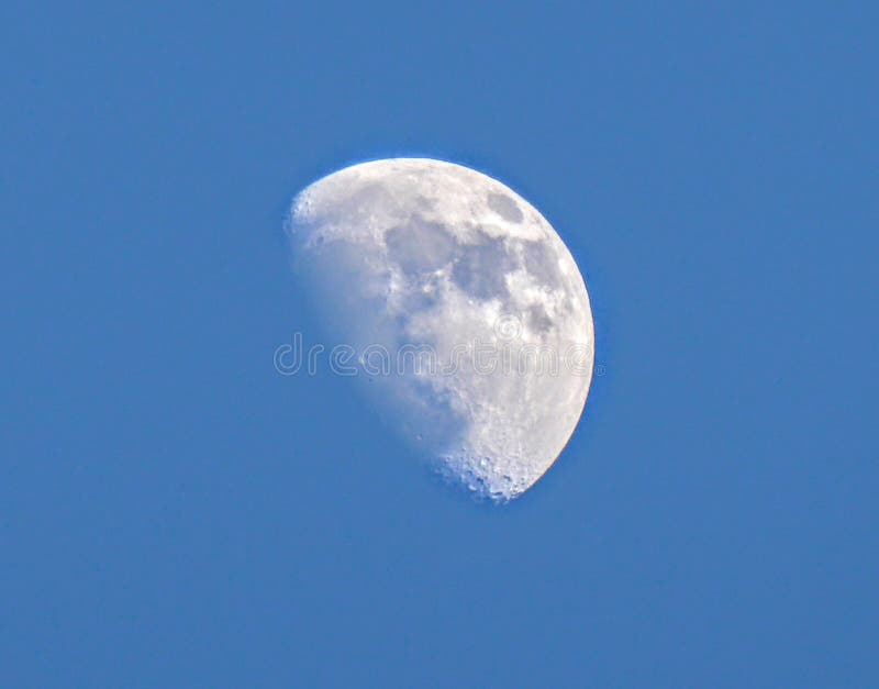 Daylight Moon With Clouds, Coquille, Oregon, Coos County Stock Image