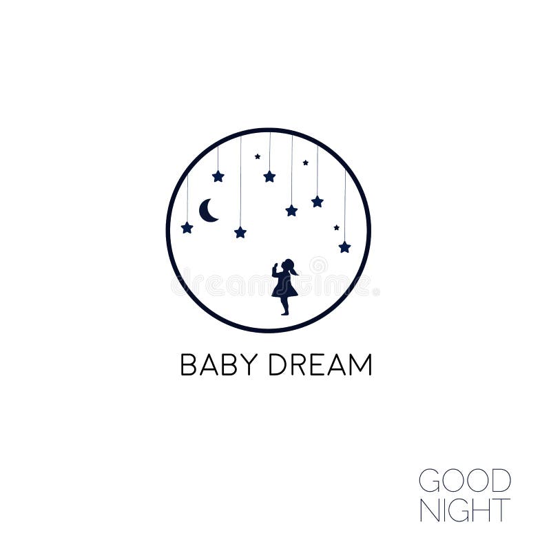 Moon And Dreaming Baby Logo Good Night Vector Illustration Eps8