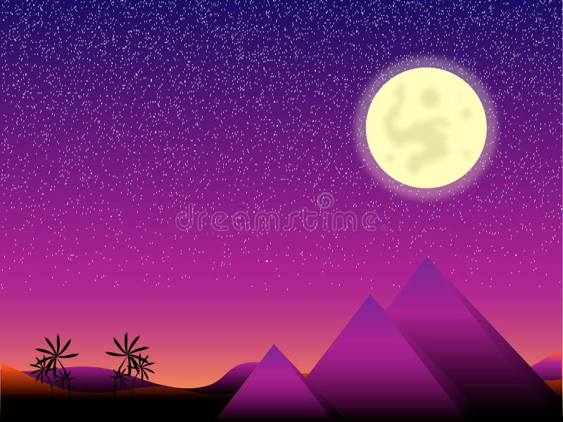 Moon night in Egypt royalty free illustration