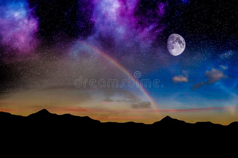 Moon night rainbow