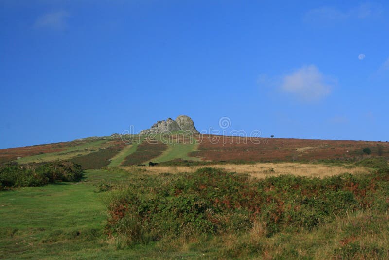 Moon over Haytor Rocks