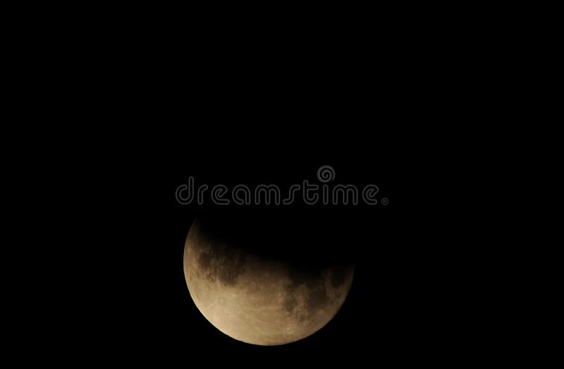 Moon, partial lunar eclipse Los Angeles, California royalty free stock image