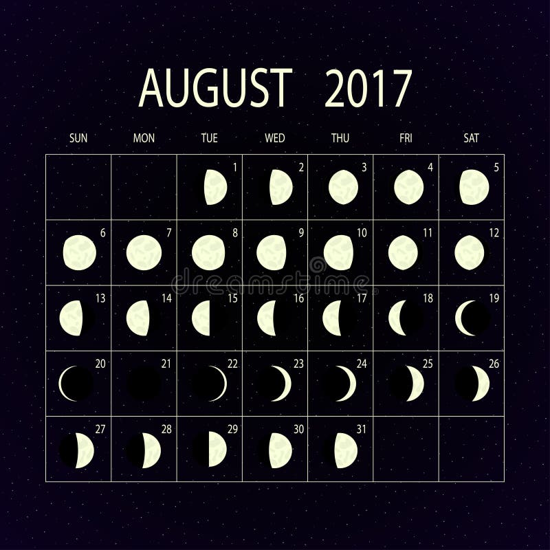 moon-phases-calendar-for-2017-august-vector-illustration-stock