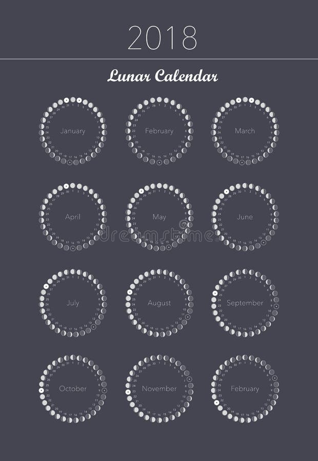 Moon Phases Spiral Calendar Vector Stock Vector - Illustration of lunar