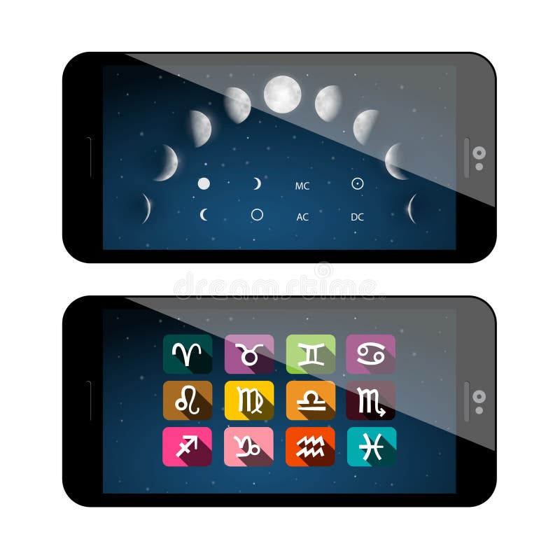 Moon Phases Symbols. Mobile Phone App Stock Vector - Illustration of ...