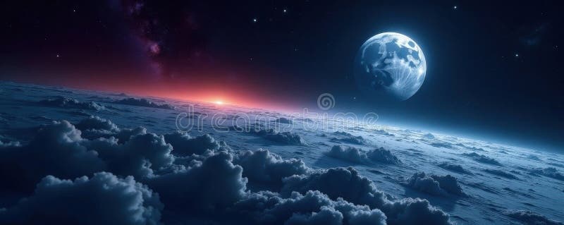 Moon s surface, Earth rising, captivating view , detail, impressive vector illustration