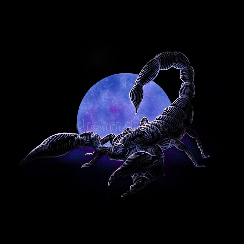 Moon Scorpio on Black Background Stock Illustration - Illustration of  wallpaper, black: 179871503