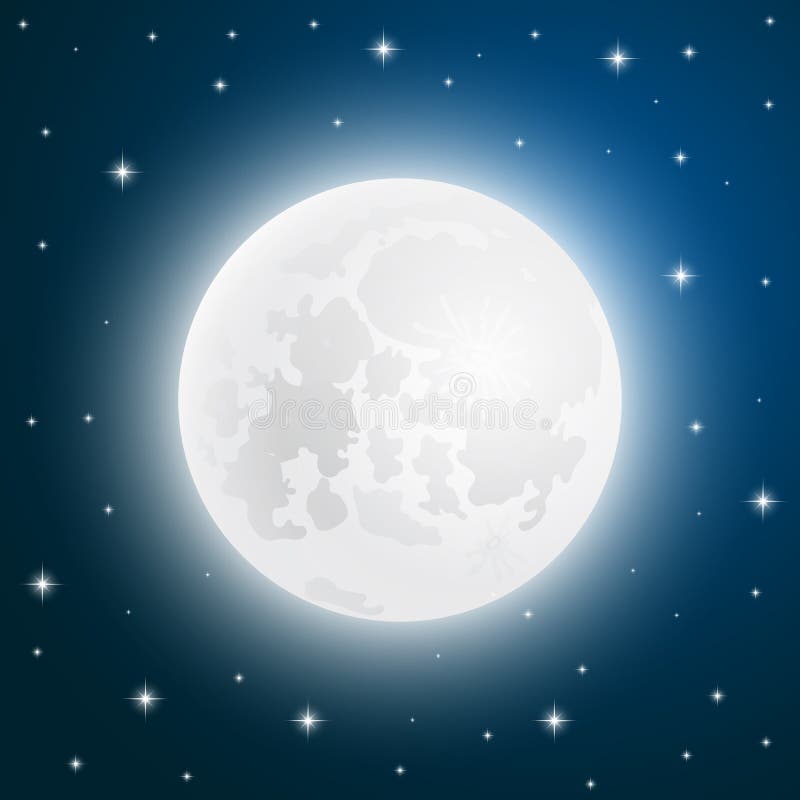 Moon with shining stars, sky stock illustration