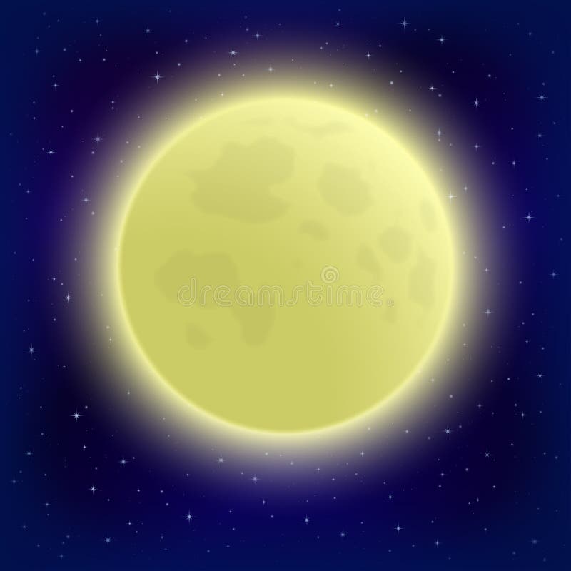 Realistic full moon with clouds isolated on a transparent background.  Starry cloud. Dark night. Glowing milk moon. Vector illustration Stock  Vector