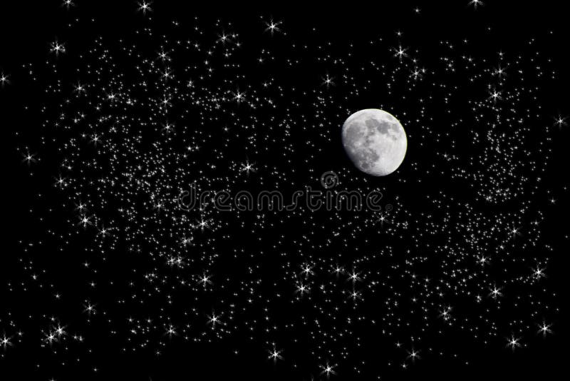Moon in starry night sky stock photo. Image of infinity ...