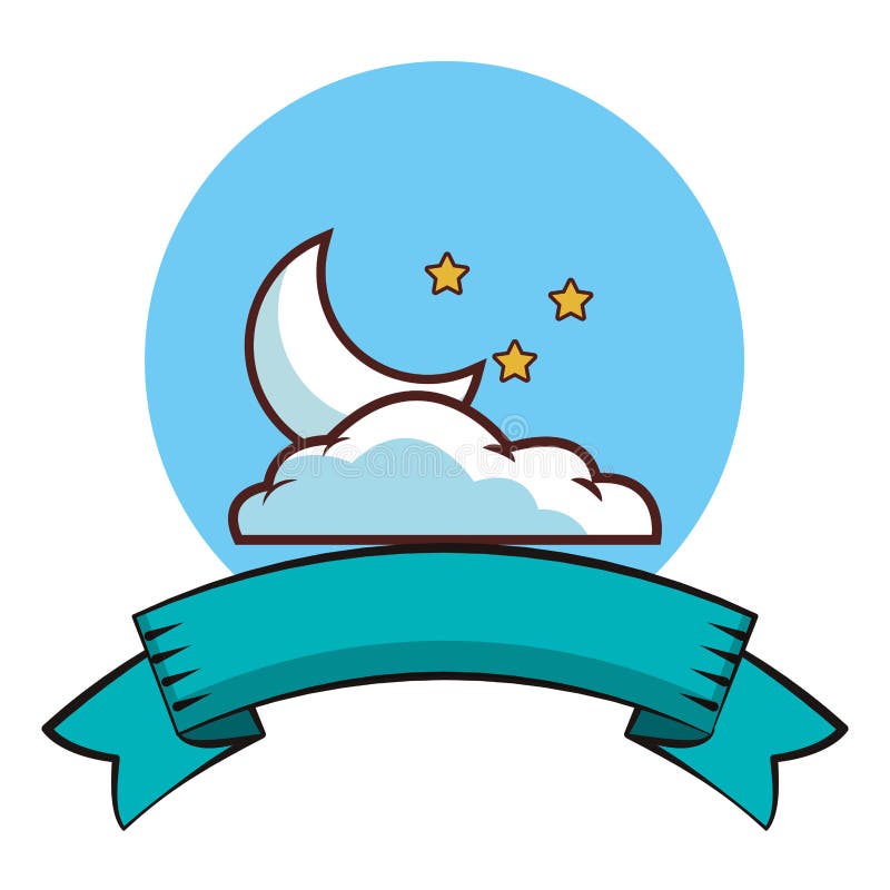 Moon and stars on cloud stock vector. Illustration of cartoon - 144528689