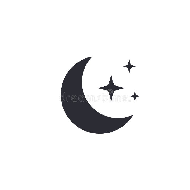 Moon and Stars Icon, Vector Isolated Symbol Stock Illustration
