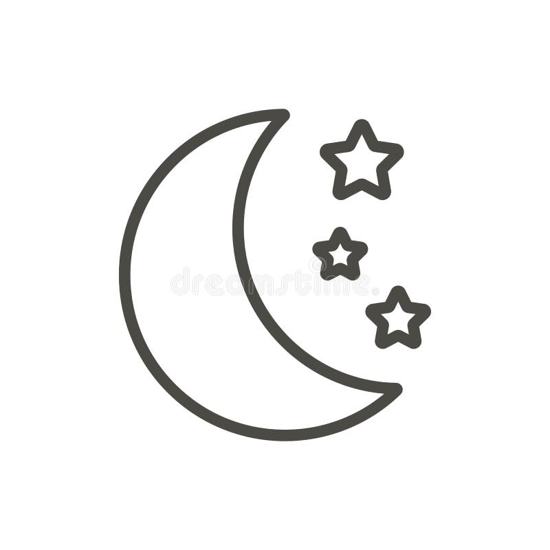 Moon and Stars Icon Vector. Line Moonlight Symbol. Stock Vector