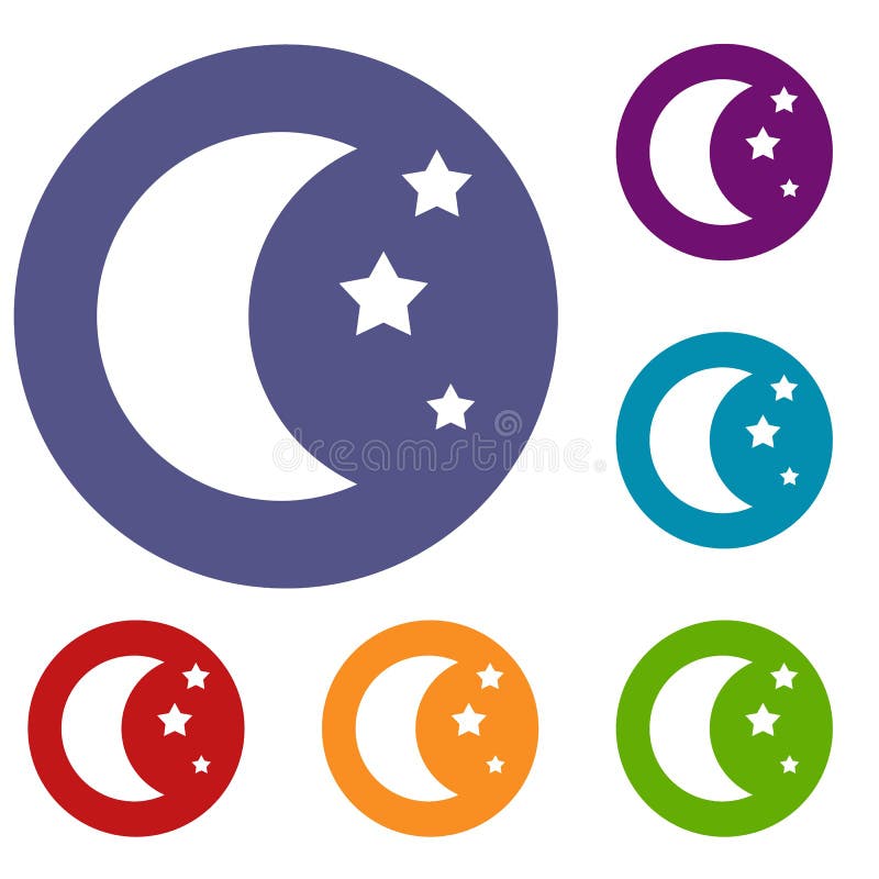 Moon and stars icons set stock vector. Illustration of bright 95683208