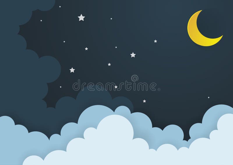 Moon and stars in midnight stock vector. Illustration of painting ...