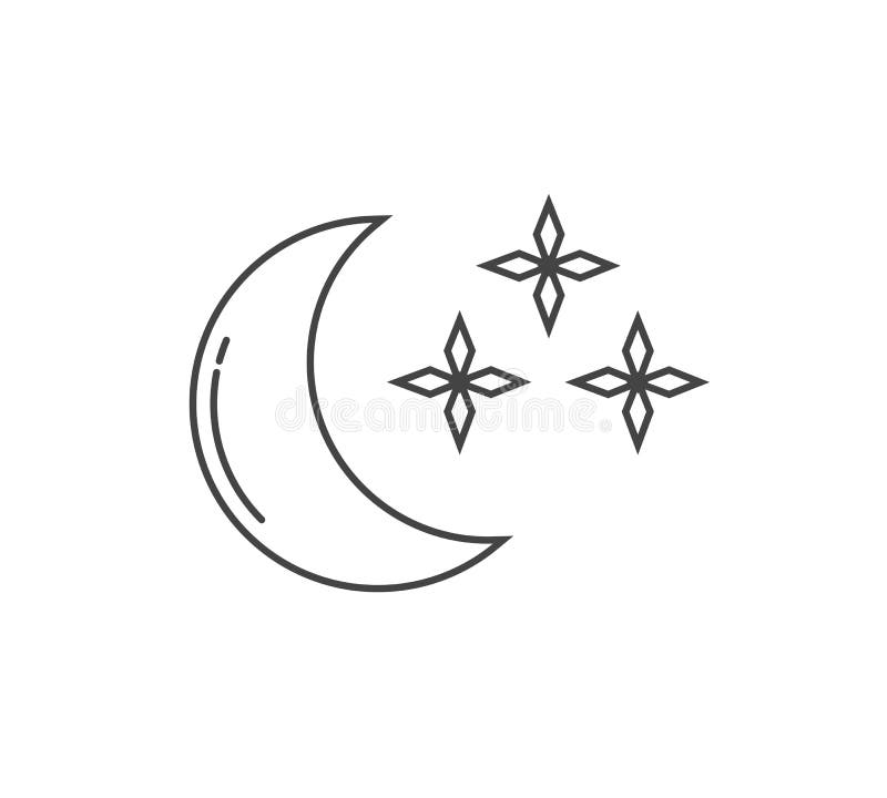 Moon and Stars Icon on Cartoon Style on White Isolated Background Stock  Vector - Illustration of crescent, dark: 221272801