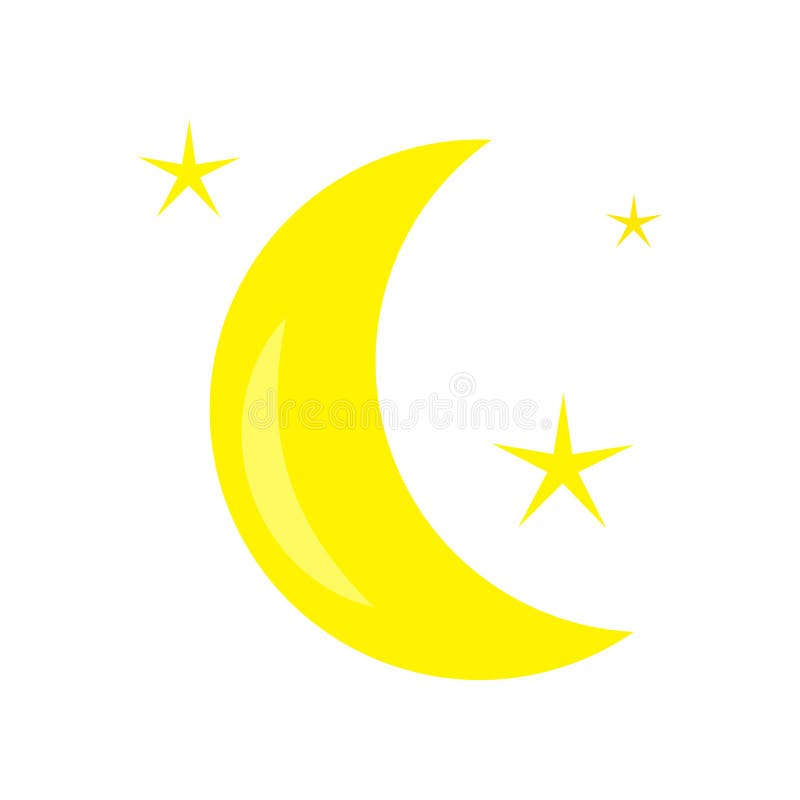 Moon and Stars. Weather Vector Icon Isolated on White Background. 10
