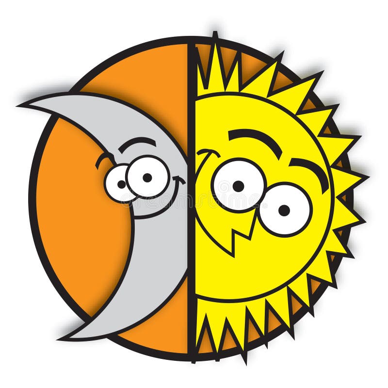 Moon & sun stock vector. Illustration of moon, yellow - 4200573