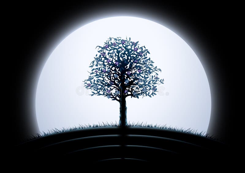 tree with moon sketch tree with moon sketch