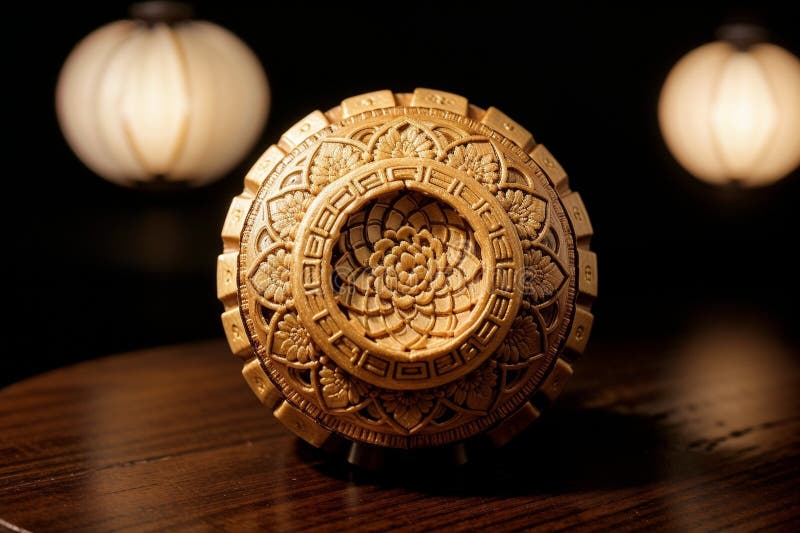 Mooncake Delight A Macro Capture of Culinary Artistry. royalty free illustration.