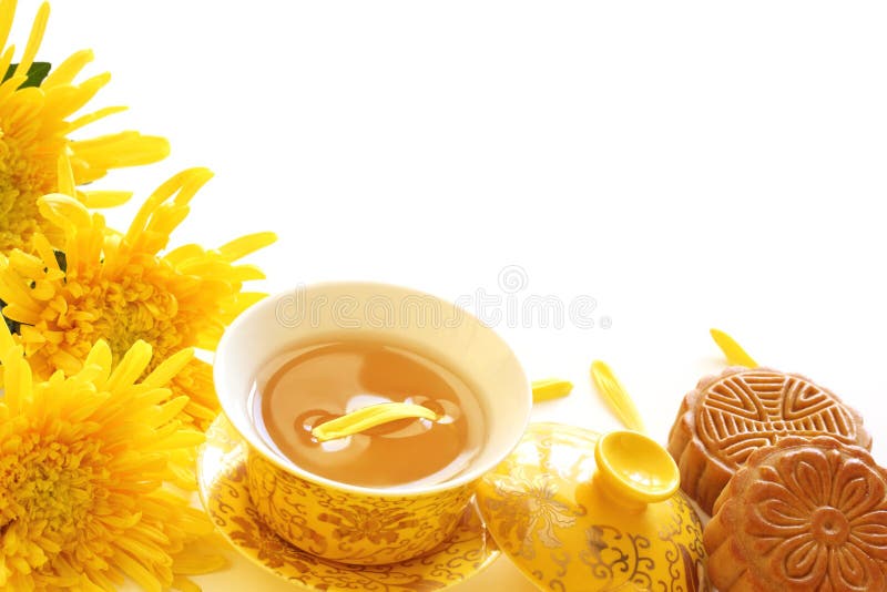 Mooncake en Thee stock foto Mooncake en Thee stock foto