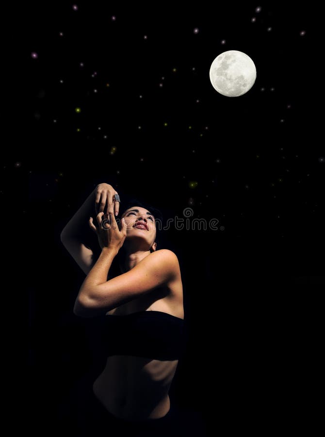 Moonlight beauty stock photo. Image of gesture, artistic - 14180054