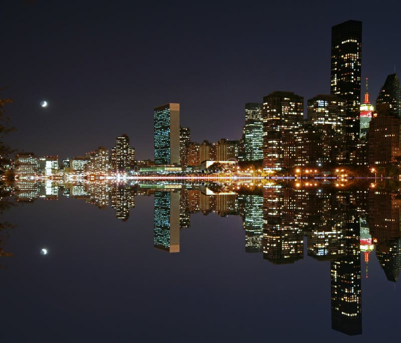 Moonlight over midtown Manhattan