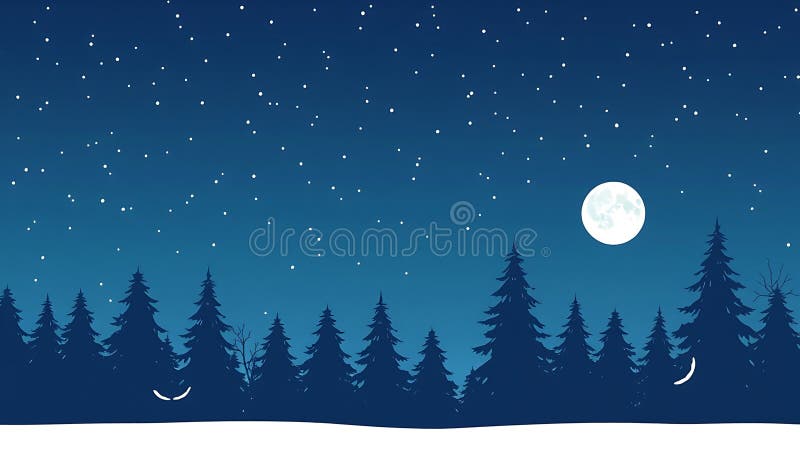 Moonlit forest night scen tranquil wood nature and night skönhet Generative AI stock illustrationer