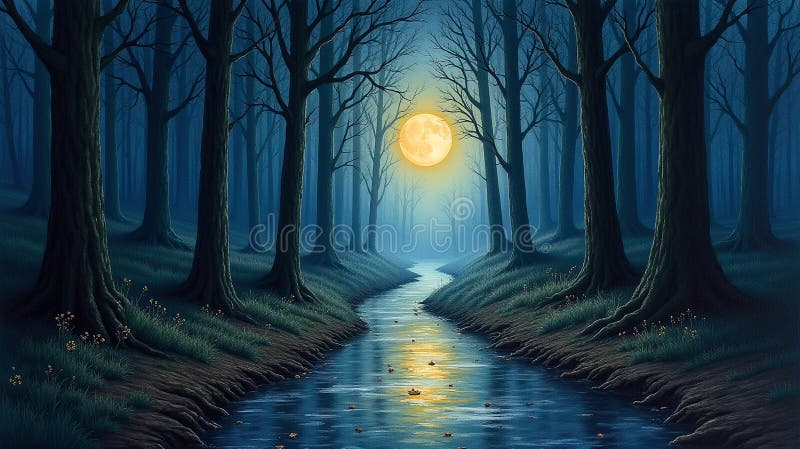 Moonlit Forest Trail royaltyfri illustrationer