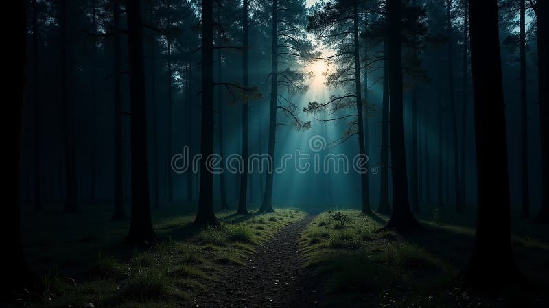 Moonlit Forest Tranquibility vektor illustrationer