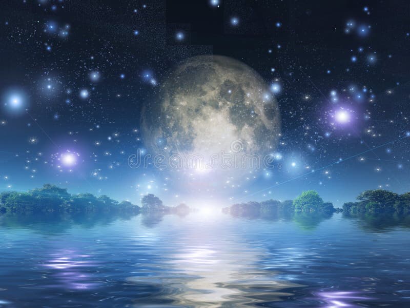 Moonrise Stock Illustration Illustration Of Glow Ethereal 46017869