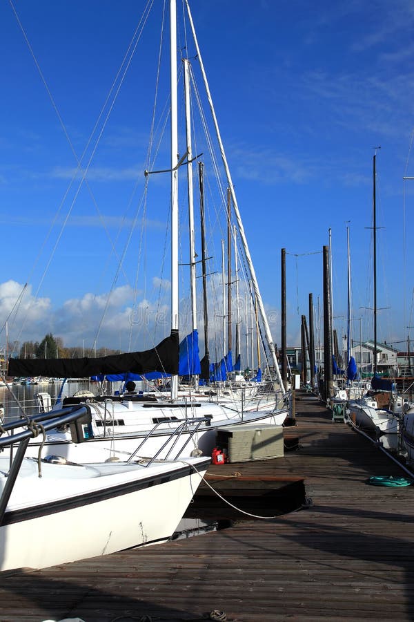 Moored Sailboats, Portland Oregon. Stock Image Image of sails, tied 18455853