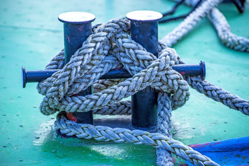 Mooring line of a trawler stock photo. Image of rope 54389108