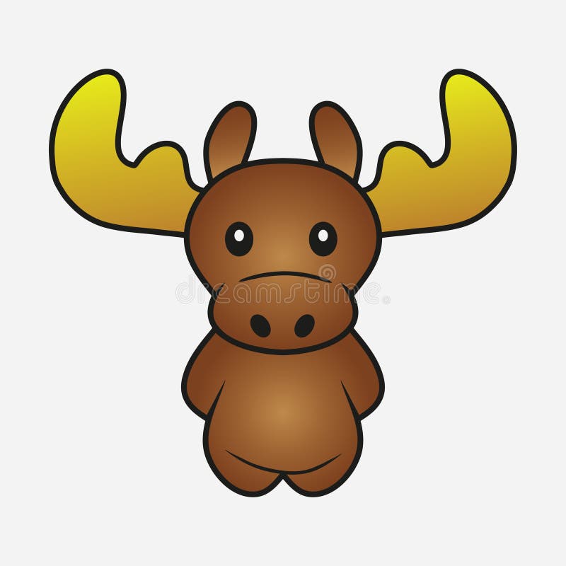 Moose cartoon. Elk. Forest horned animal. Sample for soft toys. Print for clothes, t-shirts. Vector.