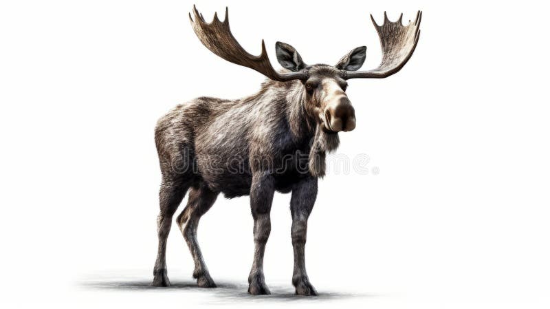 Moose isolated on white background. Generative AI stock illustration