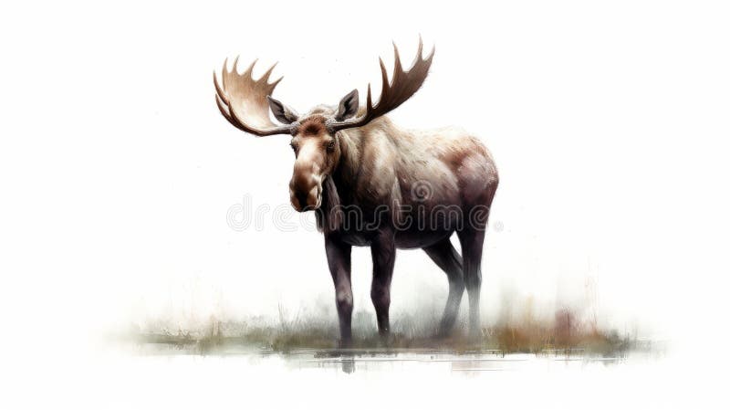 Moose isolated on white background. Generative AI royalty free illustration