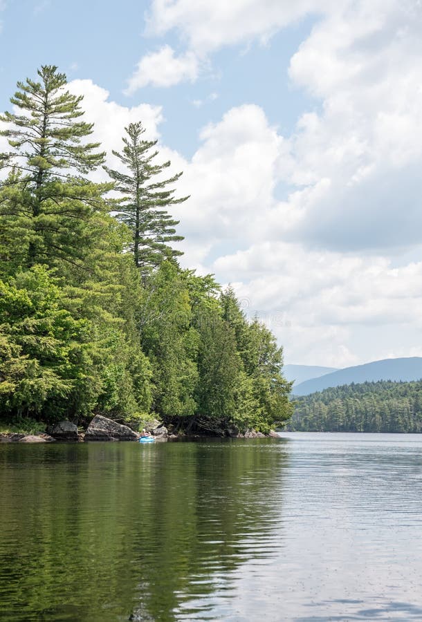Moose Pond Female Kayak in Saranac Lake NY Stock Photo Image of