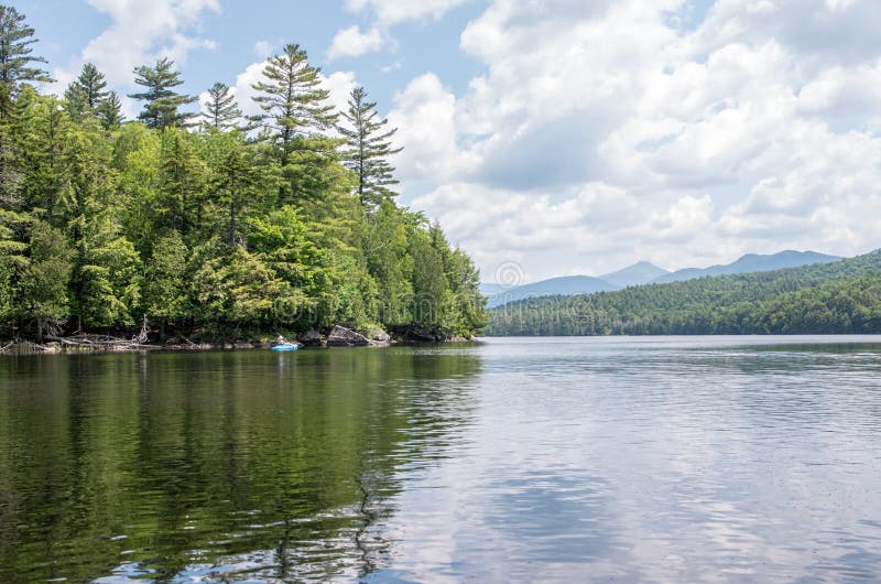 Moose Pond Female Kayak in Saranac Lake NY Stock Photo Image of