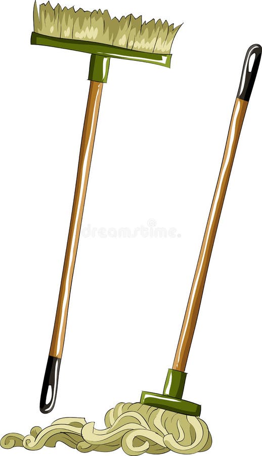 Mop and broom stock vector. Illustration of broom, tool 17517058