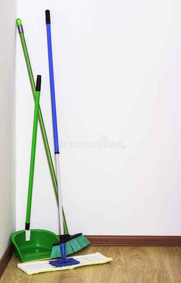Mop and broom stock photo. Image of dirt, cleaning, housework 65174128