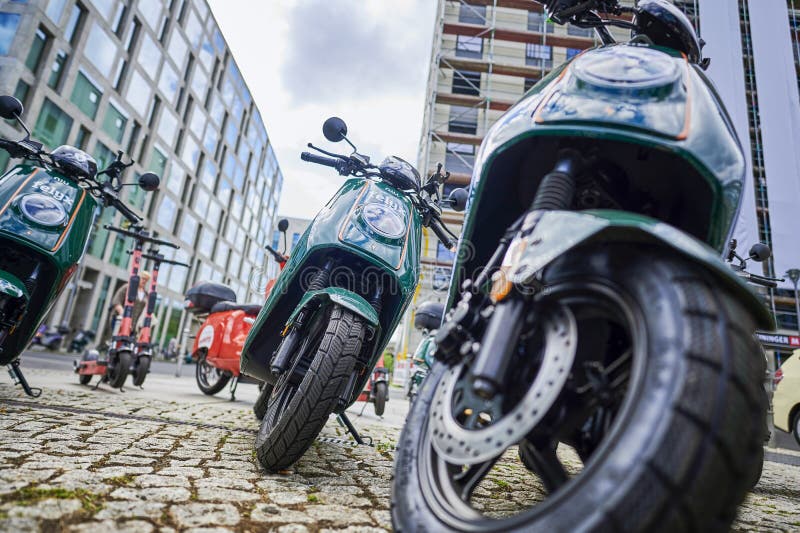 Moped With Electric Drive For Rent In Berlin Editorial Stock Image moped-with-electric-drive-for-rent-in-berlin-editorial-stock-image