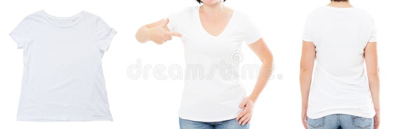 Moquerie blanche de T-shirt à fin vide vers le haut de l'ensemble des femmes sur le T-shirt sur blanc