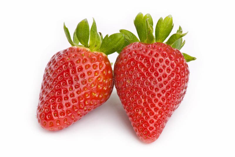 Morangos frescos sobre fundo branco imagens de stock royalty free