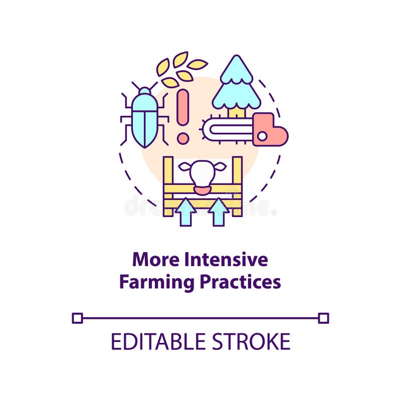 More intensive farming practices concept icon stock illustration