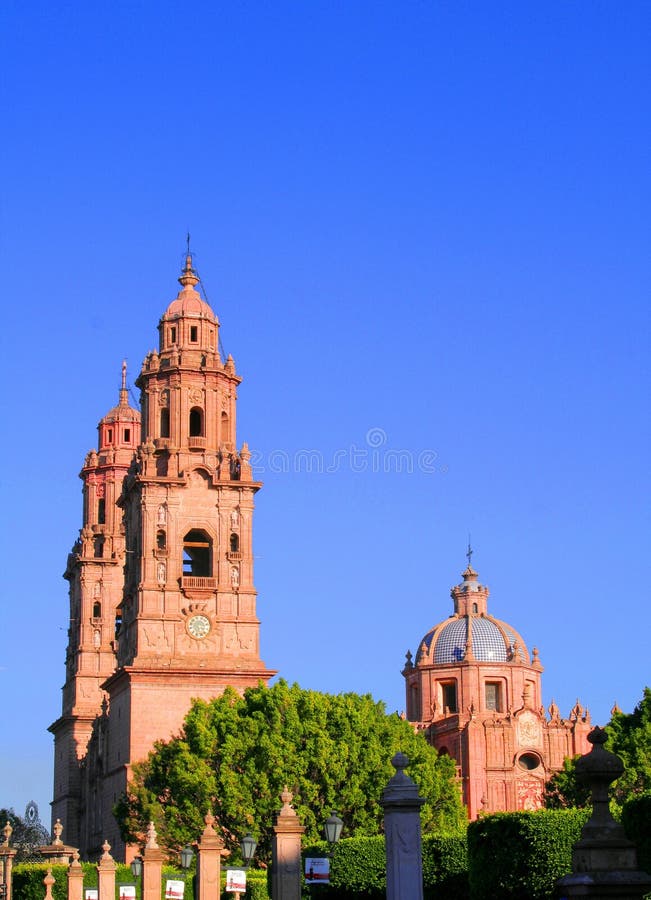 Night View of the Morelia Cathedral in Michoacan Stock Image Image of