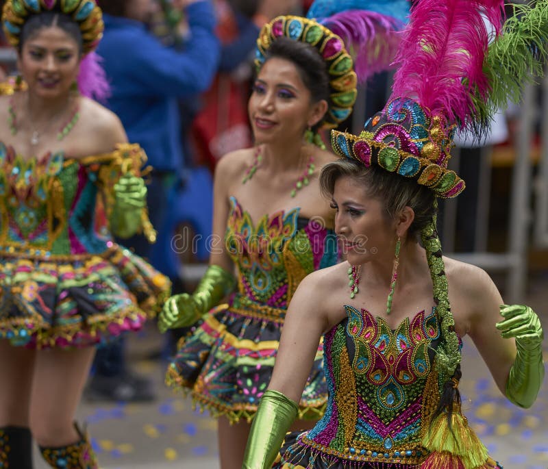 Morenada Dancers Parading at the Ouro Carnival in Bolivia Editorial ...