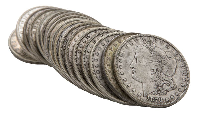 Morgan srebnych dolarów 1878 grungy rolka odizolowywał biel